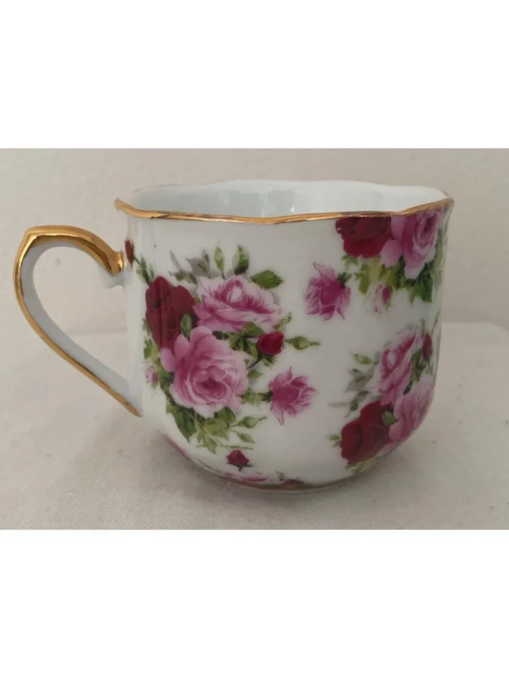 VTG Cup Saucer Floral Rose Chintz Gold Rim China No Markings Replacement